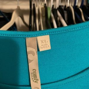 XL Teal Green Comfy USA Asymmetrical Top